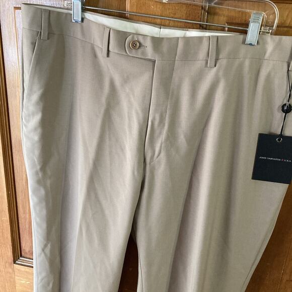 John Varvatos Star USA Men's Wool Dress Pants New Sz 40R Unhemmed Tan - Picture 2 of 8
